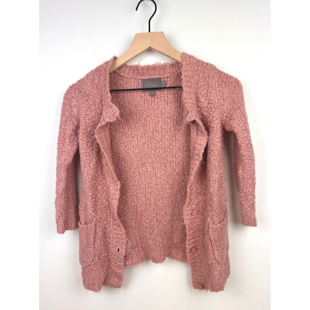 Creamie Girls Cardigan Sweater Size 116/122‎ Pink Knit Button Down Pockets